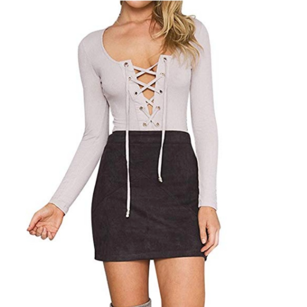 Simplee Apparel Women's High Waist Faux Suede Mini